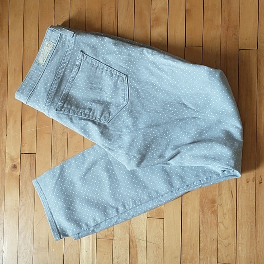 AG brand from Anthropologie polka dot denim